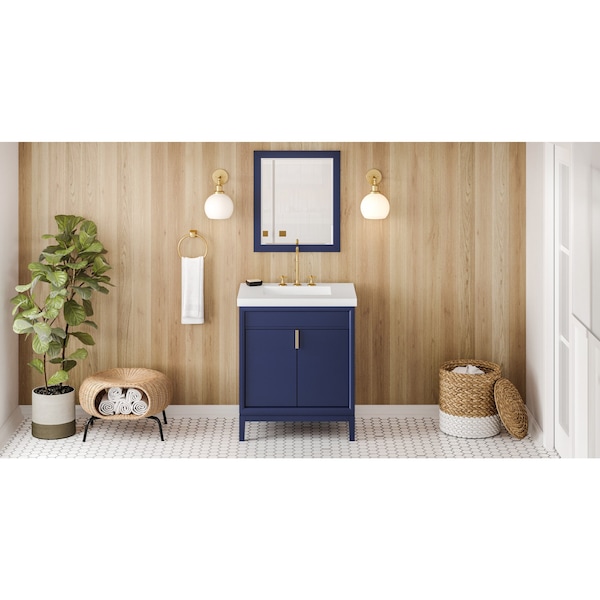 Jeffrey Alexander 30In. Hale Blue Theodora Vanity, Lavante Cultured Marble Vessel Vanity Top, Intgrtd Rctngl Bowl VKITTHE30BLLAR - main